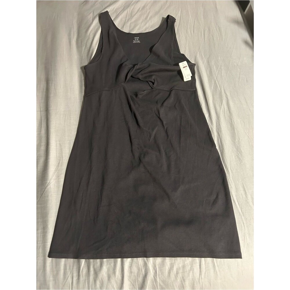 aerie Black Ribbed Twist-Front Mini Dress Size XL